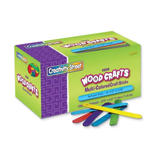 10 Packs: 1,000 ct. (10,000 total) Creativity Street® Bright Hues Wood Crafts Sticks